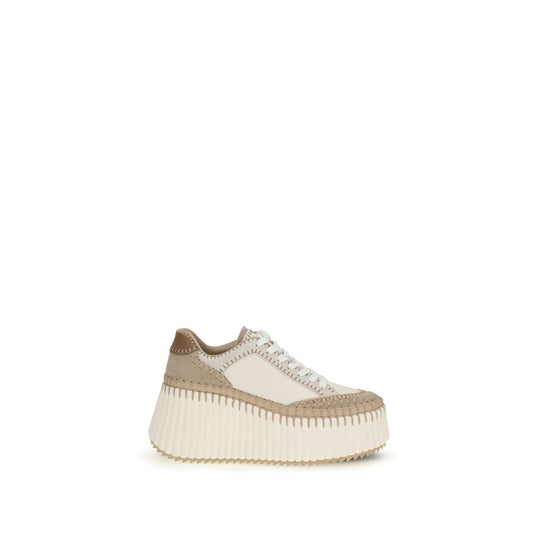 Chloé Cream Calf Leather Bos Taurus Platform Sneakers