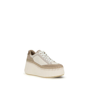 Chloé Cream Calf Leather Bos Taurus Platform Sneakers
