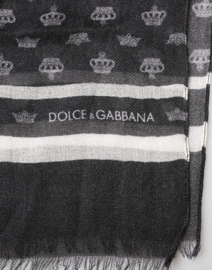 Dolce & Gabbana Black Crown Cashmere Neck Wrap Shawl Scarf