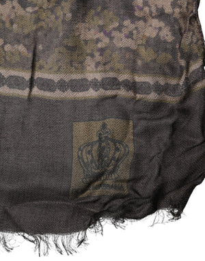 Dolce & Gabbana Brown Camouflage Modal Men Shawl Scarf