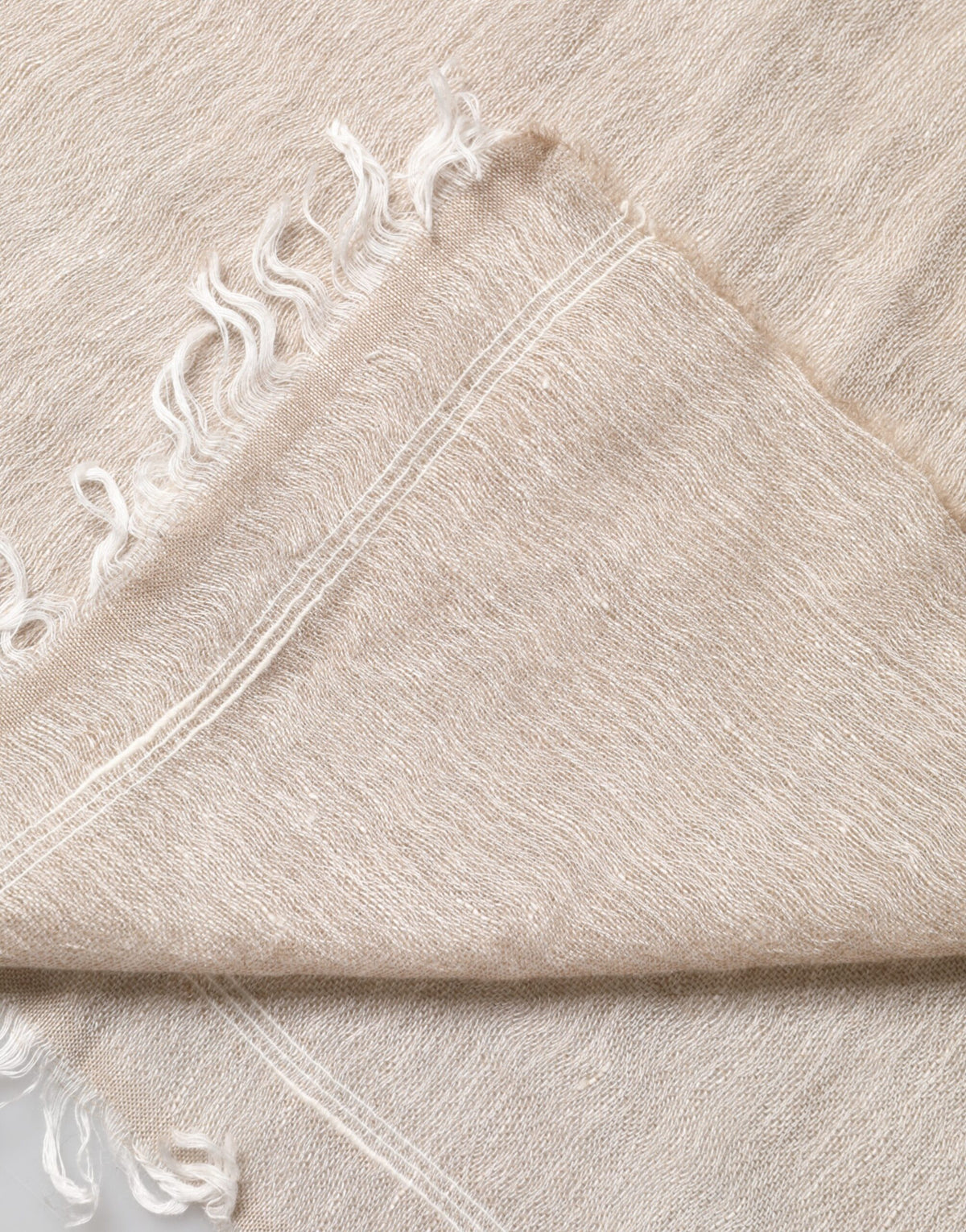 Dolce & Gabbana Beige Linen Neck Wrap Men Shawl Fringe Scarf