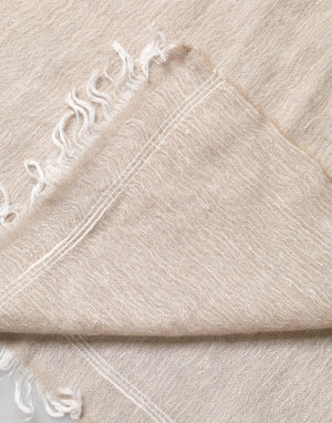 Dolce & Gabbana Beige Linen Neck Wrap Men Shawl Fringe Scarf