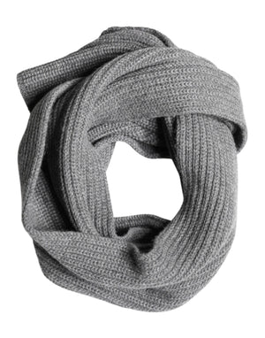 Dolce & Gabbana Gray Cashmere Knit Neck Wrap Shawl Scarf