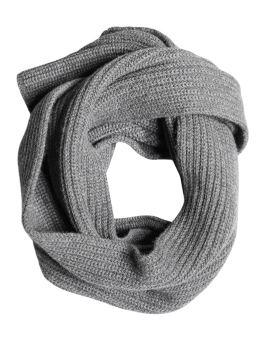 Dolce & Gabbana Gray Cashmere Knit Neck Wrap Shawl Scarf
