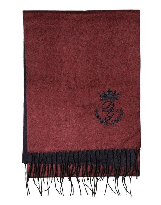 Dolce & Gabbana Maroon Silk Neck Wrap Shawl Fringes  Scarf