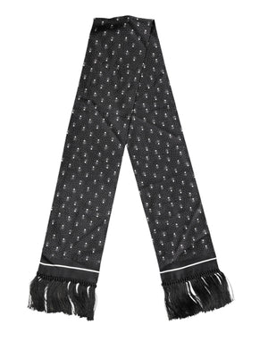 Dolce & Gabbana Black Silk Dotted Men Neck Wrap Shawl Scarf