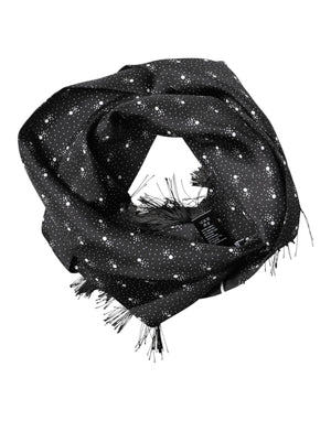 Dolce & Gabbana Black Silk Dotted Men Neck Wrap Shawl Scarf