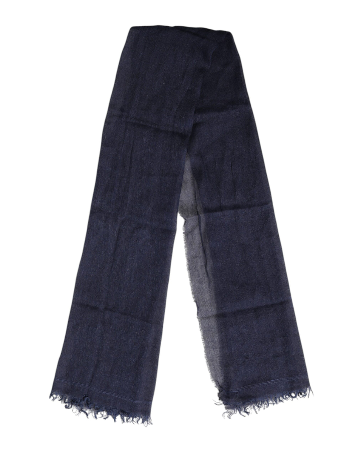 Dolce & Gabbana Blue Linen Neck Wrap Men Shawl Fringe Scarf