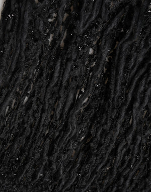 Dolce & Gabbana Black Cashmere Knit Shawl Fringes Scarf