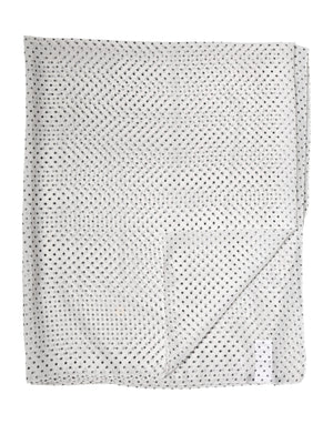 Dolce & Gabbana White Polka Dot Polyester Shawl Scarf