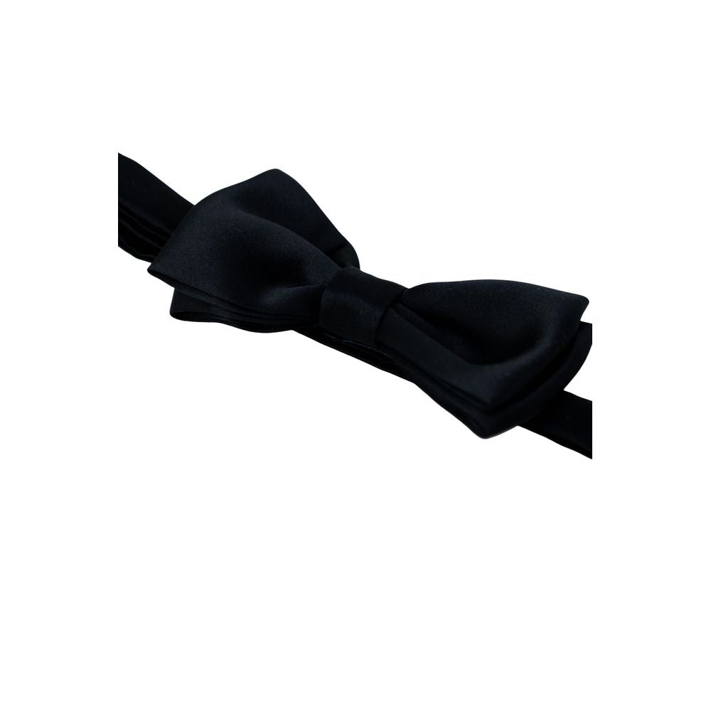 Punto Sella Cravatte Black Silk Bowtie