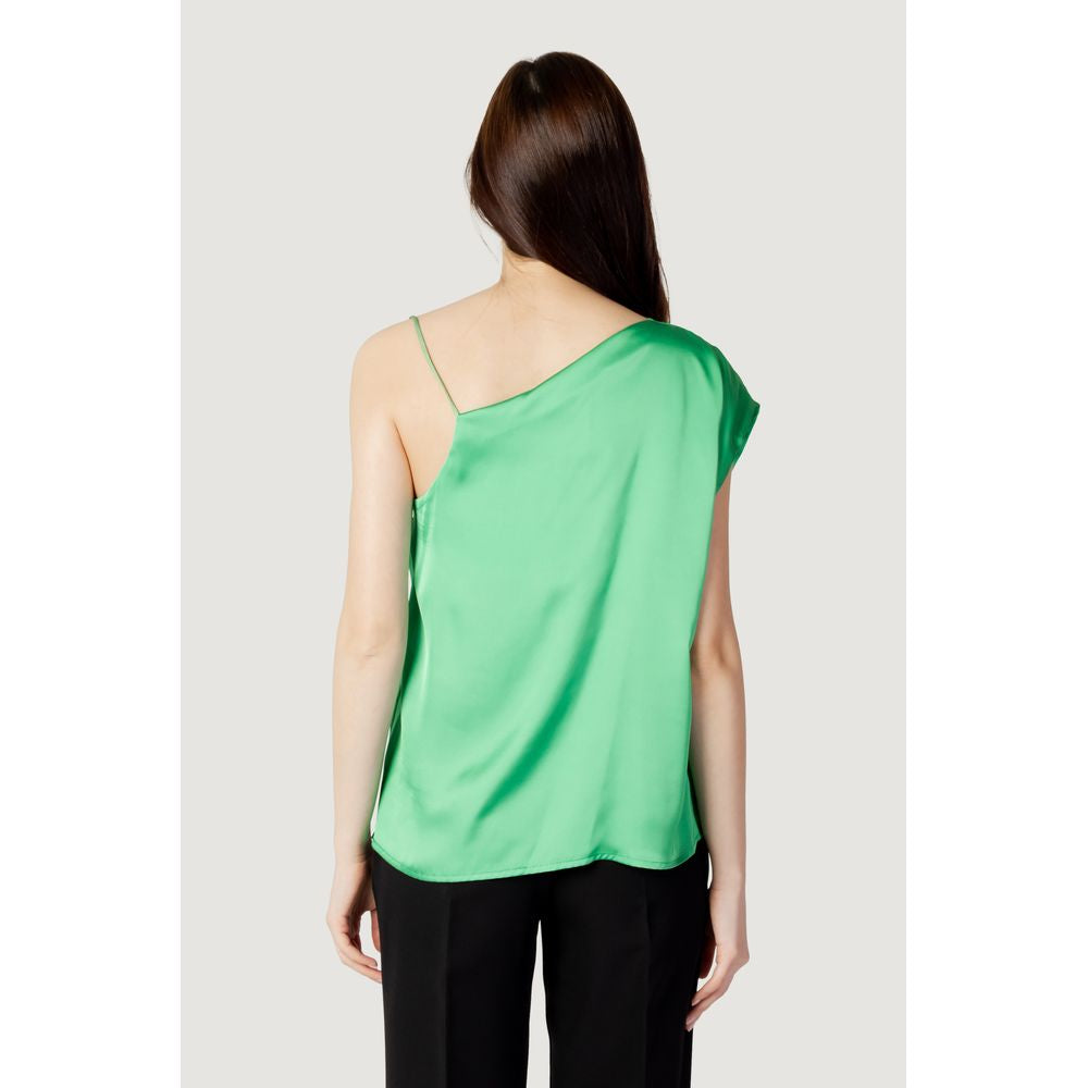 Hanny Deep Green Polyester Tank Tops