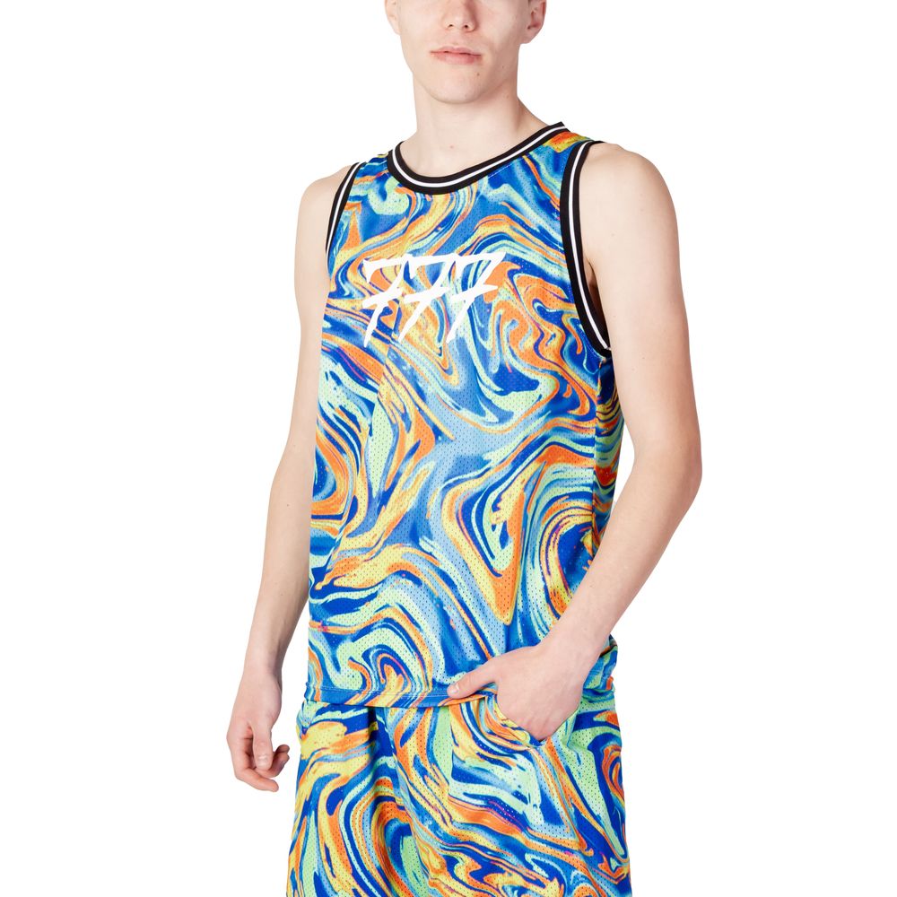 Triplosette 777 Blue Polyester Tank Tops