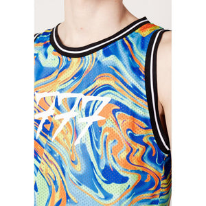 Triplosette 777 Blue Polyester Tank Tops