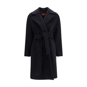 Max Mara Black Fleece Wool Coat