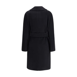 Max Mara Black Fleece Wool Coat