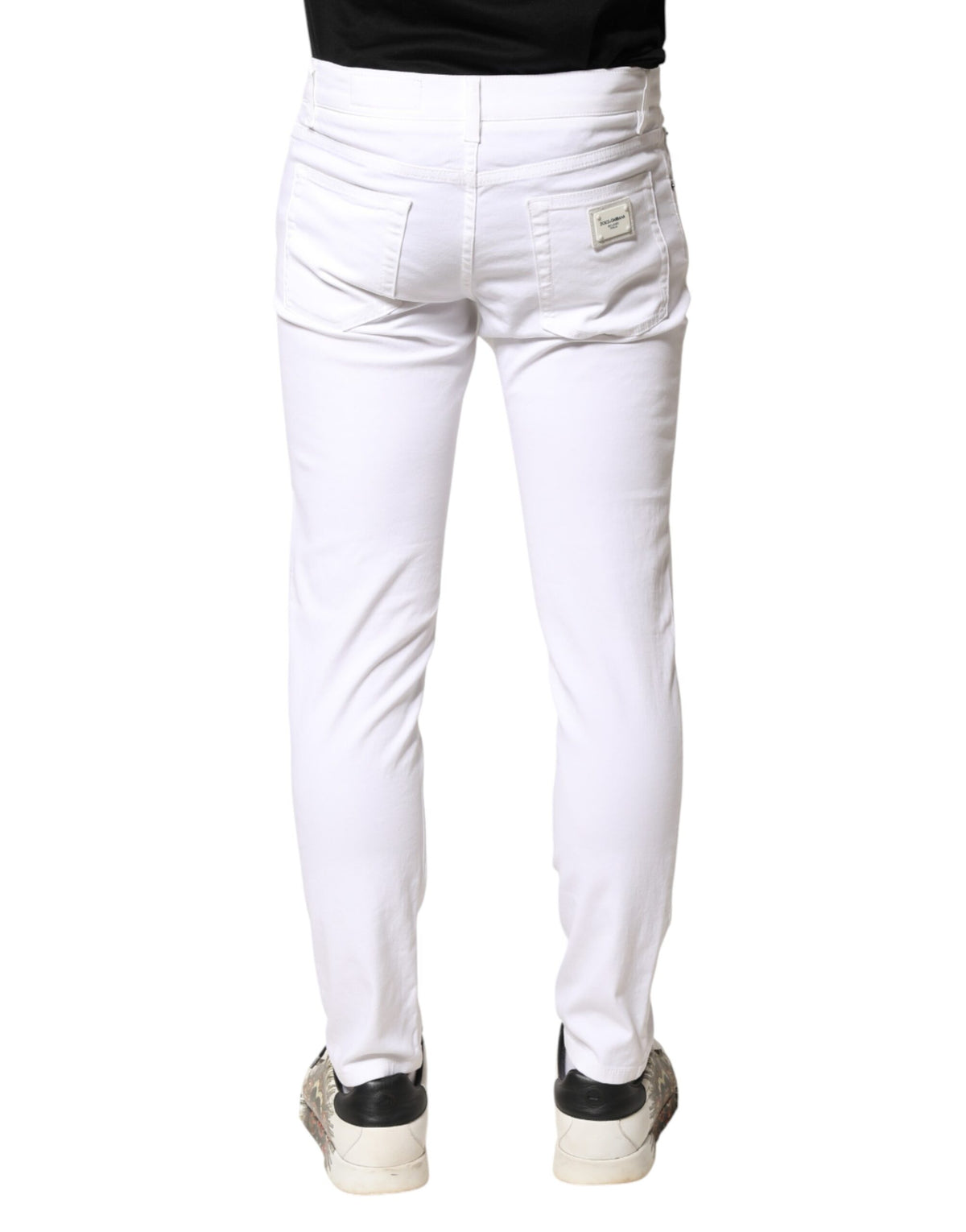 Dolce & Gabbana White Cotton Stretch Skinny Denim Men Jeans