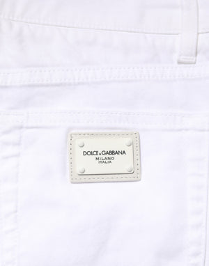 Dolce & Gabbana White Cotton Stretch Skinny Denim Men Jeans