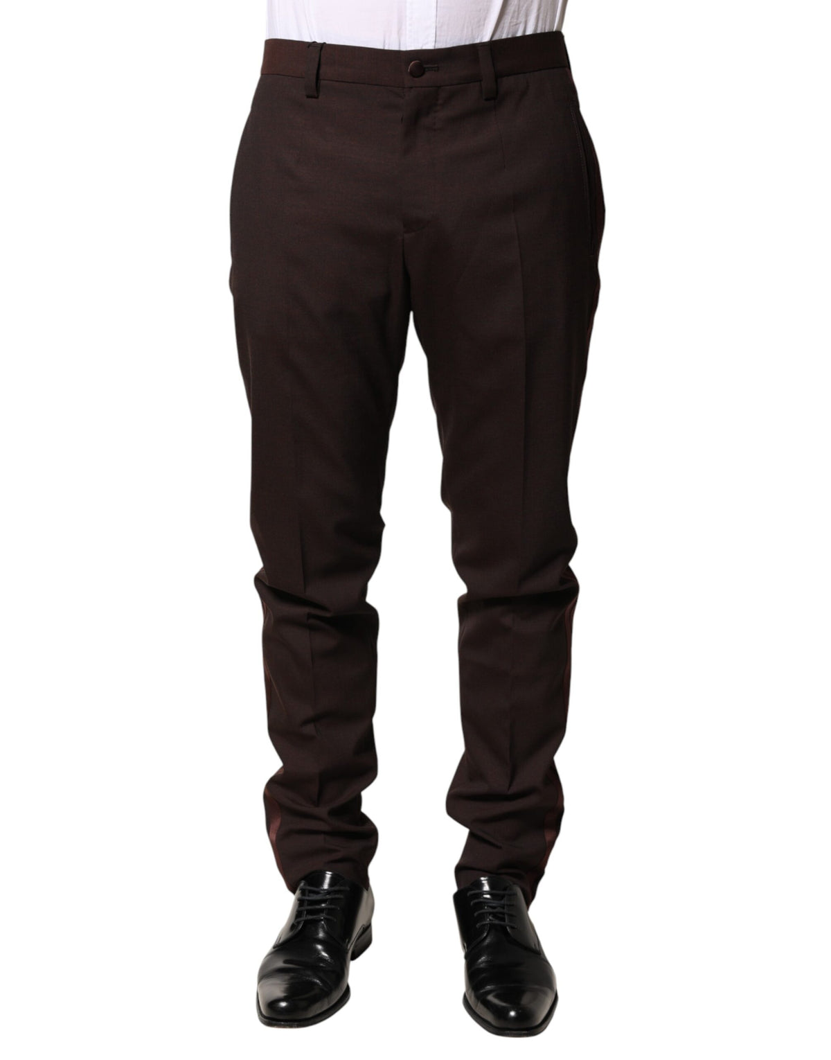 Dolce & Gabbana Brown Polyester Men Dress Trousers Pants