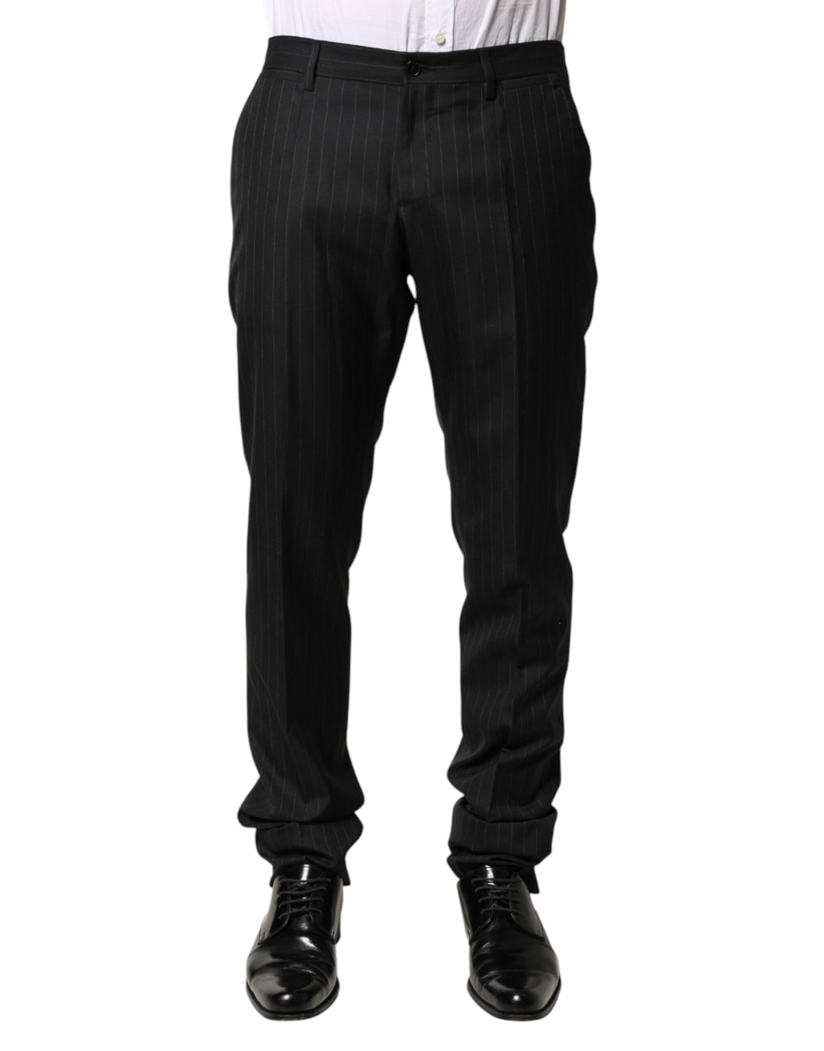Dolce & Gabbana Black Stripes Wool Men Dress Trousers Pants