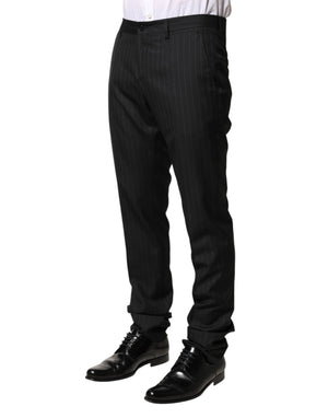 Dolce & Gabbana Black Stripes Wool Men Dress Trousers Pants