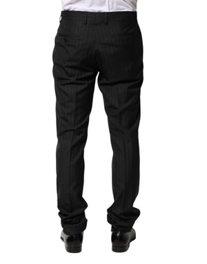 Dolce & Gabbana Black Stripes Wool Men Dress Trousers Pants