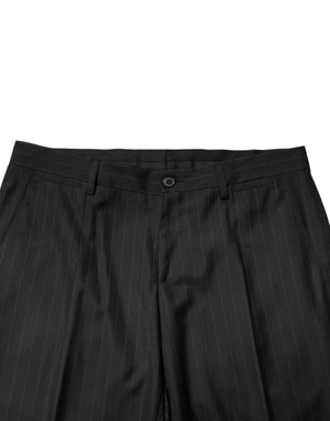 Dolce & Gabbana Black Stripes Wool Men Dress Trousers Pants