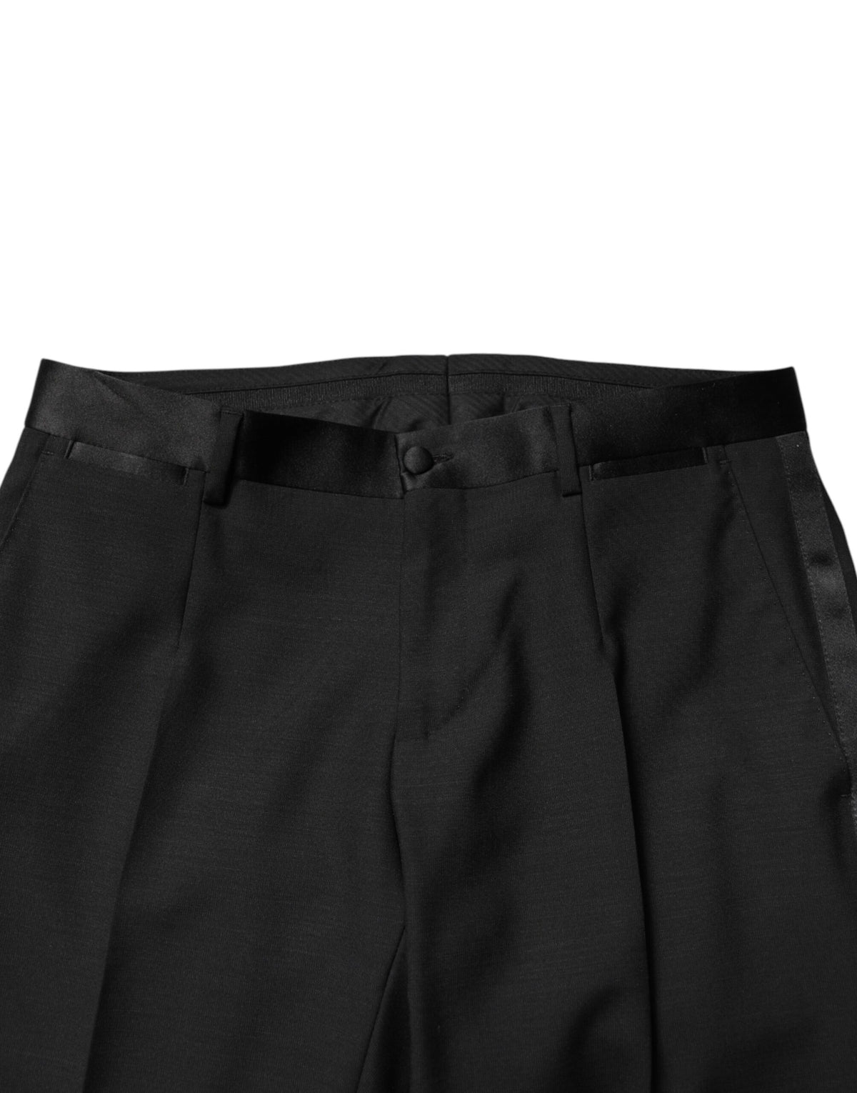 Dolce & Gabbana Black Wool Mid Waist Men Dress Trousers Pants