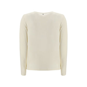 Max Mara Cream Cotton Long Sleeve T-Shirt