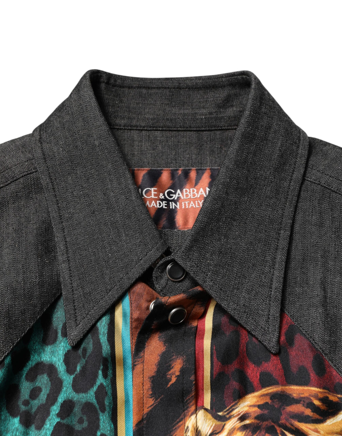 Dolce & Gabbana Multicolor Tiger Leopard Print Silk Men Shirt