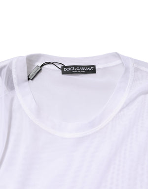 Dolce & Gabbana White Nylon Long Sleeves Crewneck T-Shirt