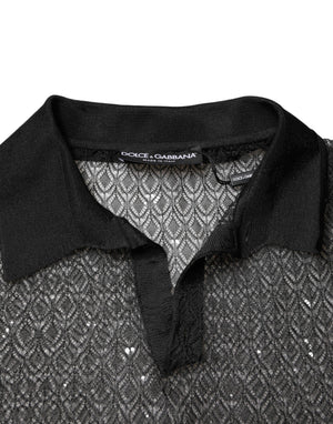 Dolce & Gabbana Black Sheer Short Sleeves Casual Polo  Top