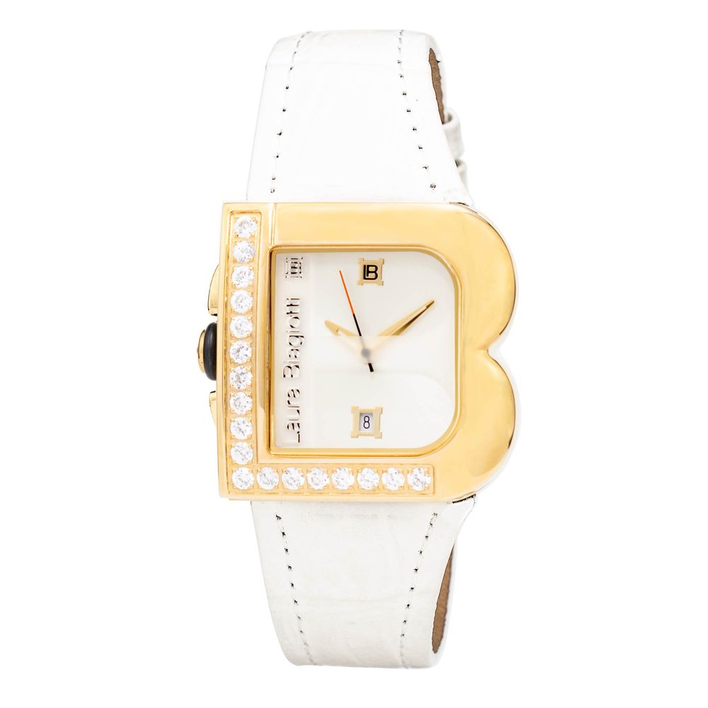 Laura Biagiotti White Leather Dress Watch