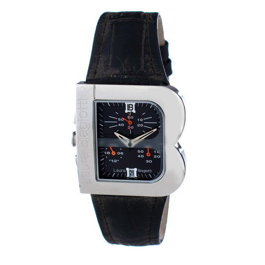 Laura Biagiotti Black Leather Dress Watch
