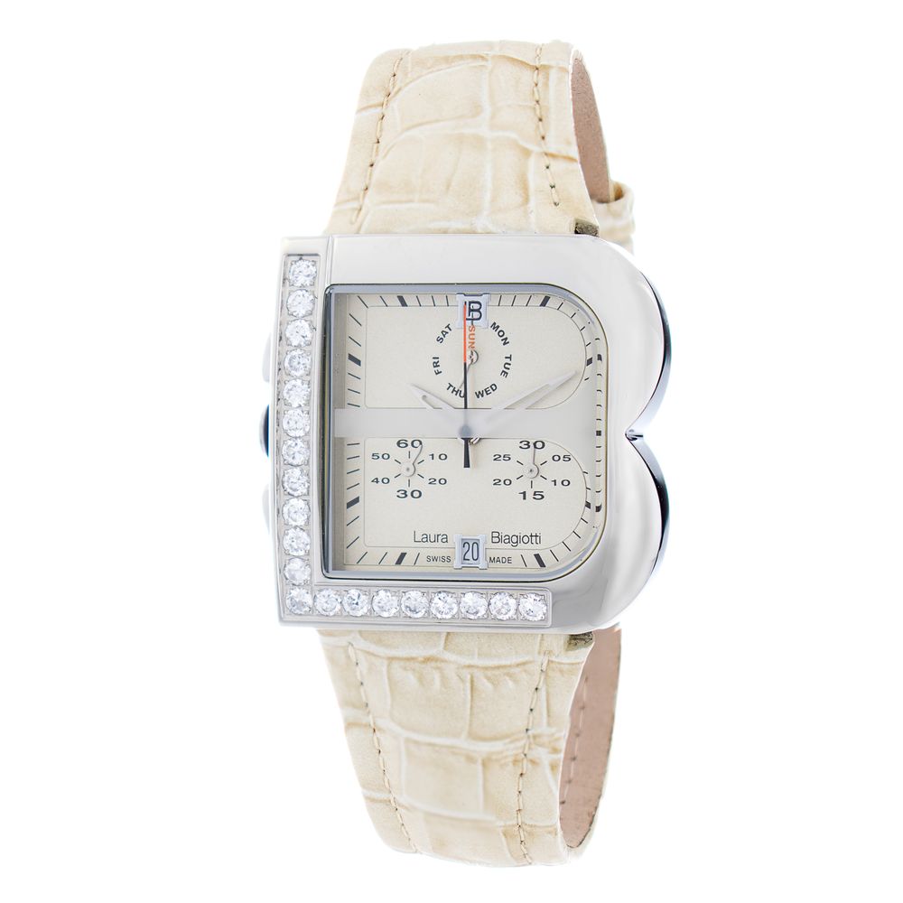 Laura Biagiotti Cream Leather Dress Watch