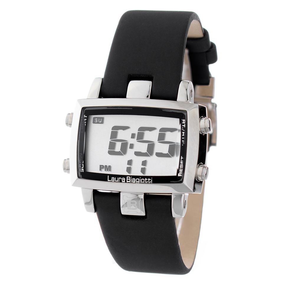 Laura Biagiotti Black Leather Digital Watch
