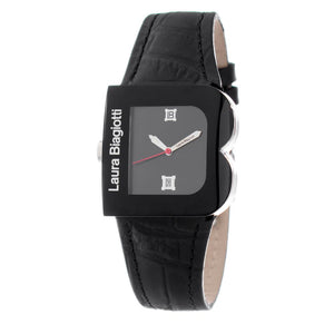 Laura Biagiotti Black Leather Dress Watch