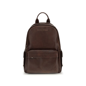 Brunello Cucinelli Brown Calf Leather Bos Taurus Backpack