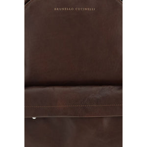 Brunello Cucinelli Brown Calf Leather Bos Taurus Backpack