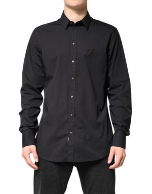 Dolce & Gabbana Black GOLD Cotton Men Dress Formal Shirt