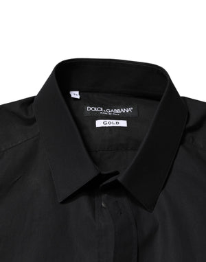 Dolce & Gabbana Black GOLD Cotton Men Dress Formal Shirt