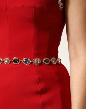 Dolce & Gabbana Red Embellished Sheath Mermaid Gown Dress