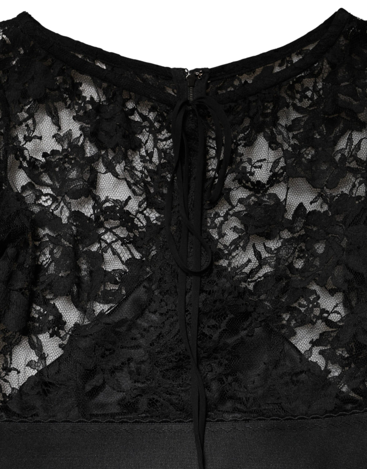 Dolce & Gabbana Black Lace Trim Cotton Sheath Midi Dress