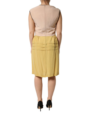 FILOS Multicolor Silk Deep V-neck Sleeveless Knee Length Dress