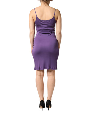 John Galliano Purple Jersey Sheath Coctail Bodycon Pencil Dress