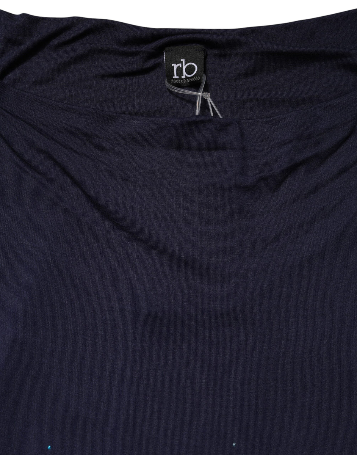 Roccobarocco Blue Viscose Embellished Off Shoulder Mini Dress