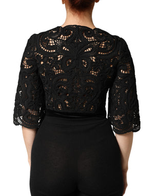 Dolce & Gabbana Black Floral Lace Cropped Coat  Jacket