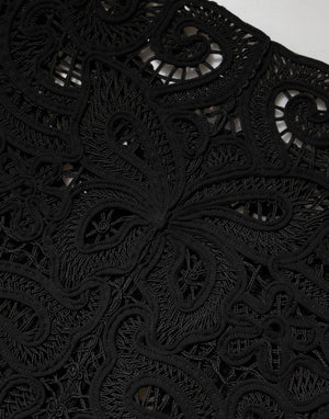 Dolce & Gabbana Black Floral Lace Cropped Coat  Jacket