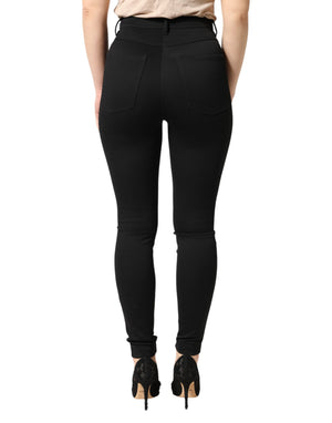 Dolce & Gabbana Black Nylon Stretch Skinny High Waist Pants
