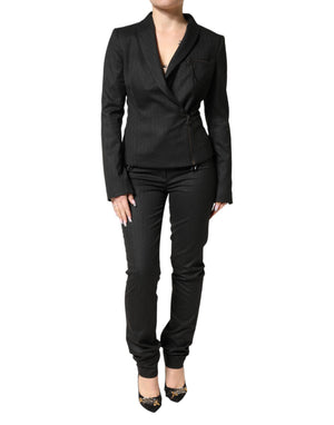 Exte Black Double Breasted Pants Blazer Jacket 2 Piece Suit